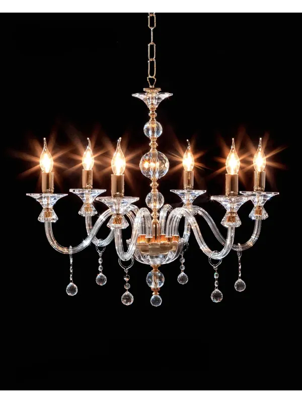 Lampadario classico in cristallo trasparente oro a 6 luci CL039 Vendita Finale