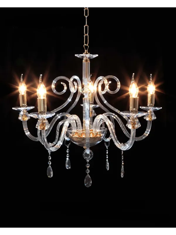 Lampadario classico in cristallo trasparente oro a 5 luci CL036 Popolare