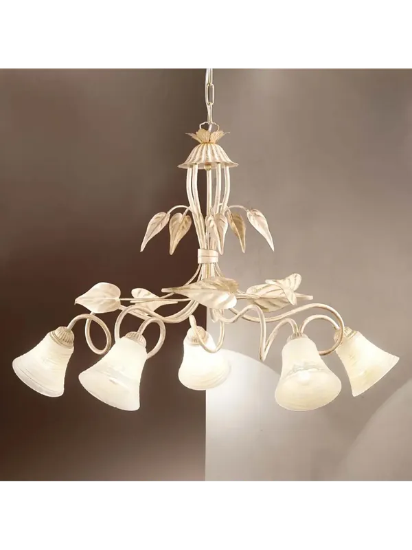 Lampadario classico in ferro battuto avorio antico a 5 luci DP324 Esclusivo