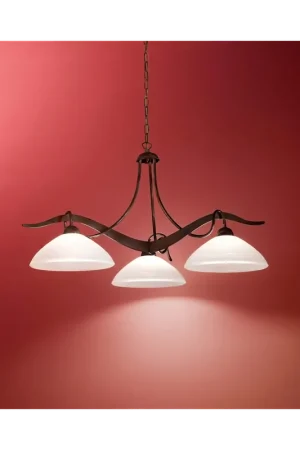 Bilanciere lampadario in ferro battuto ruggine scuro a 3 luci DP321 Affare