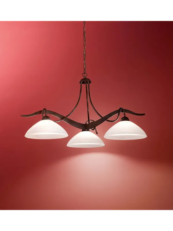 Bilanciere lampadario in ferro battuto ruggine scuro a 3 luci DP321 Affare