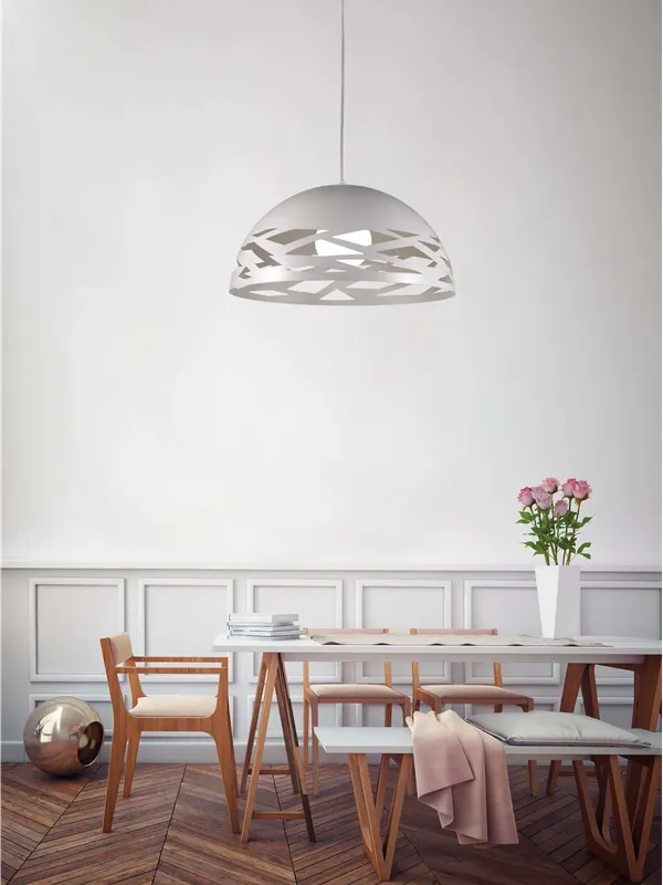 Lampadario a sospensione in metallo design bianco a 1 luce DP319 Nuova Collezione