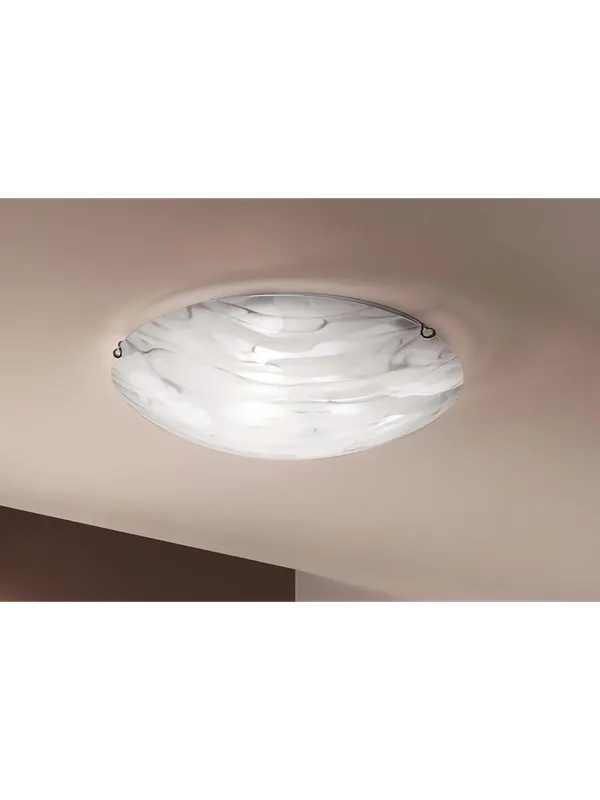 Plafoniera moderna in vetro con striature marmo d.50cm 1 luce DP312 Professionale