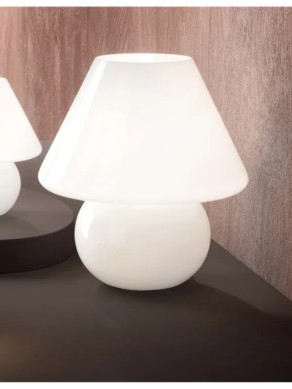Prezzo Ridotto Lume lampada grande a fungo in vetro soffiato bianco 1 luce DP311