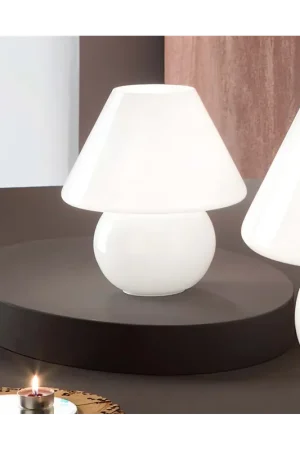 A Buon Prezzo Lumetto lampada piccola a fungo in vetro soffiato bianco 1 luce DP310
