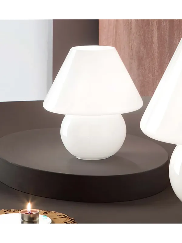 A Buon Prezzo Lumetto lampada piccola a fungo in vetro soffiato bianco 1 luce DP310