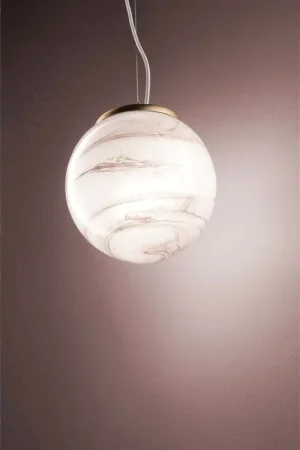 Lampadario a sospensione classico in vetro soffiato marmorizzato d.30cm DP309 Offerta Limitata