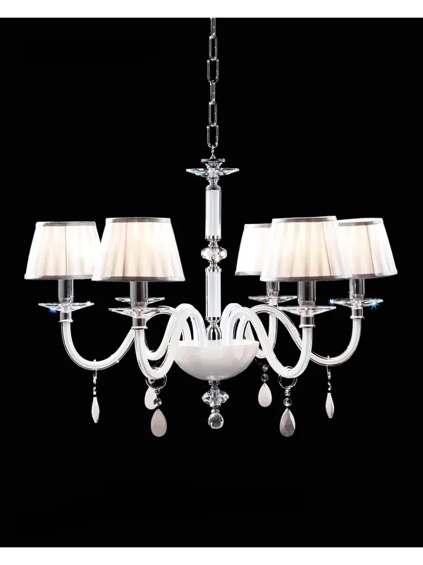 Consegna Rapida Lampadario contemporaneo in cristallo bianco e trasparente a 6 luci CL021