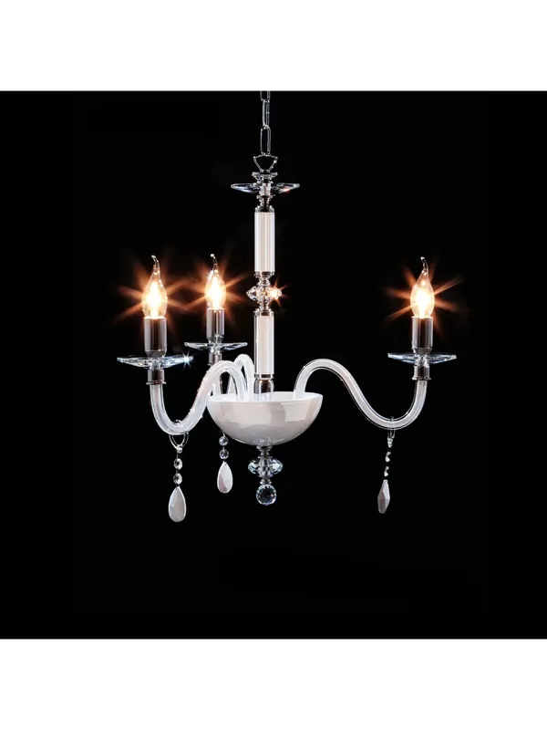 Compra Adesso Lampadario contemporaneo in cristallo bianco e trasparente a 3 luci CL020