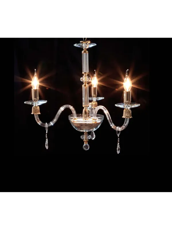 Reso Gratuito Lampadario classico in cristallo trasparente oro a 3 luci CL015