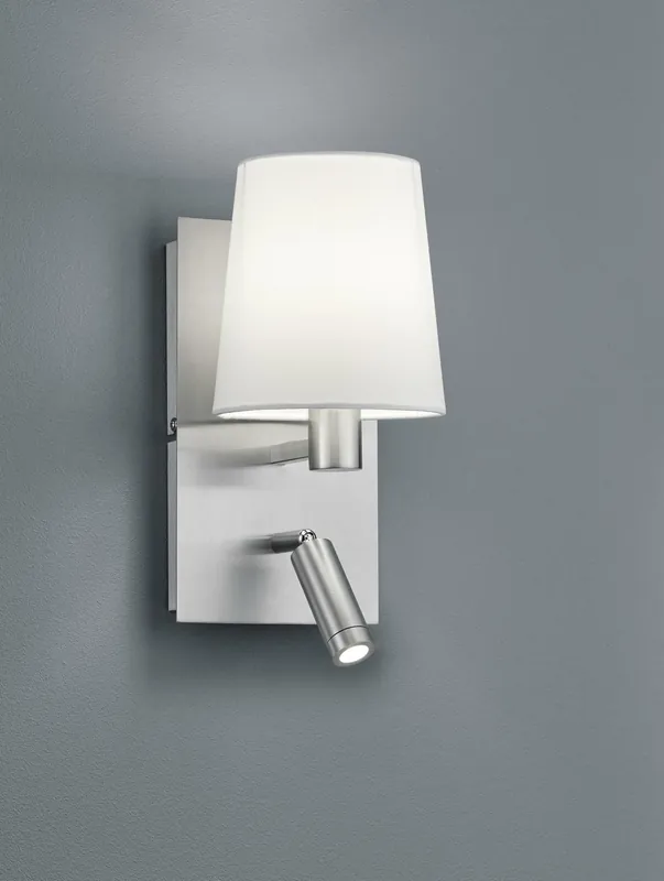 MARRIOT APPLIQUE LED ACCIAIO SATINATO CON DOPPIA EMISSIONE PARALUME BIANCO E FARETTO LED OSRAM ORIENTABILE CON DOPPIO INTERRUTTORE E DOPPIA ACCENSIONE H. 28CM, D. 14CM 271470207 Acquista Ora