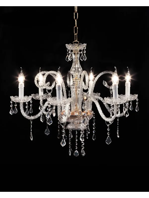 Prezzo Basso Lampadario classico in cristallo trasparente oro a 6 luci CL008