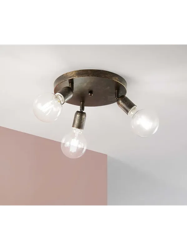 Occasione Imperdibile Plafoniera con faretti spot in ferro battuto a 3 luci DP302