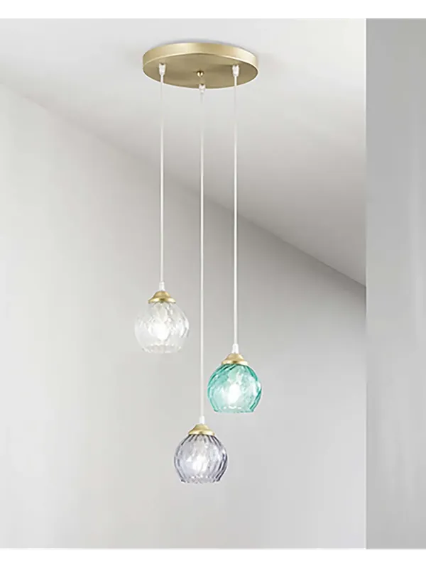 Lampadario a sospensione ottone e vetro a 3 luci DP300 Esclusivo