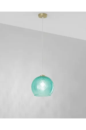 Lampadario a sospensione con vetro verde d.25cm a 1 luce DP295 Occasione