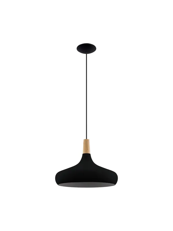 Lampadario a sospensione moderno design metallo nero e legno 1 luce GL1753 Più Venduto