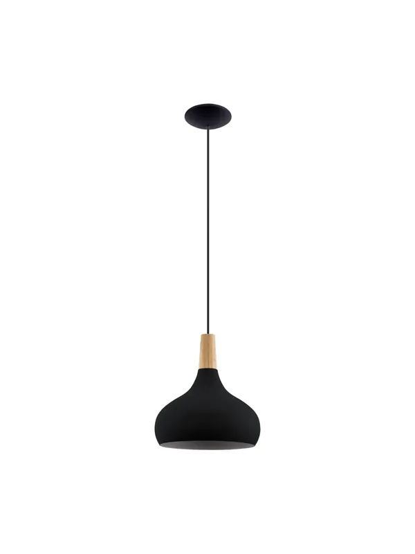 Lampadario a sospensione moderno design metallo nero e legno 1 luce GL1752 Promozione