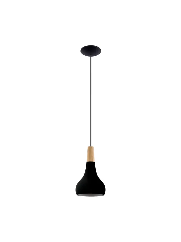 Novità Lampadario a sospensione moderno design metallo nero e legno 1 luce GL1751