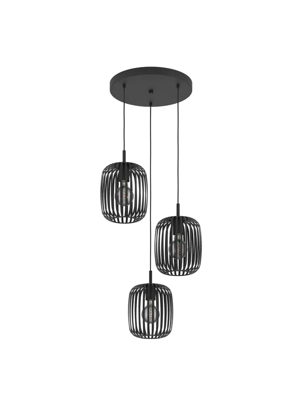 Soddisfatti O Rimborsati Lampadario a sospensione moderno in metallo nero a 3 luci GL1720