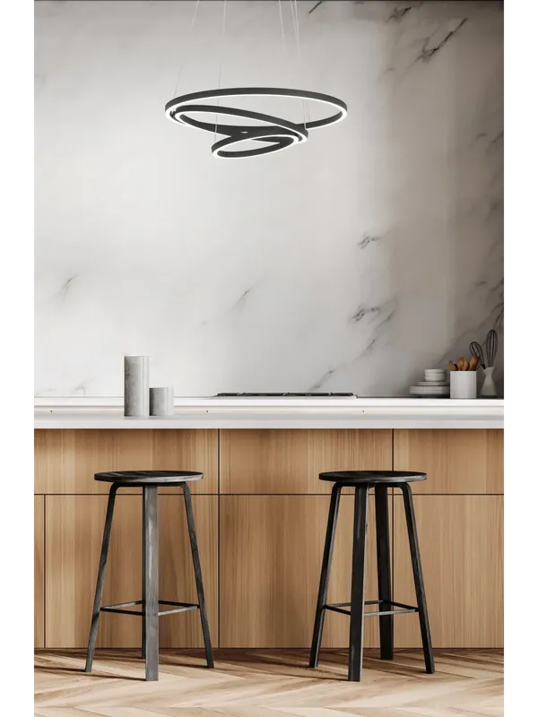 Must-Have Lampadario a sospensione moderno led cerchi design nero GL1695