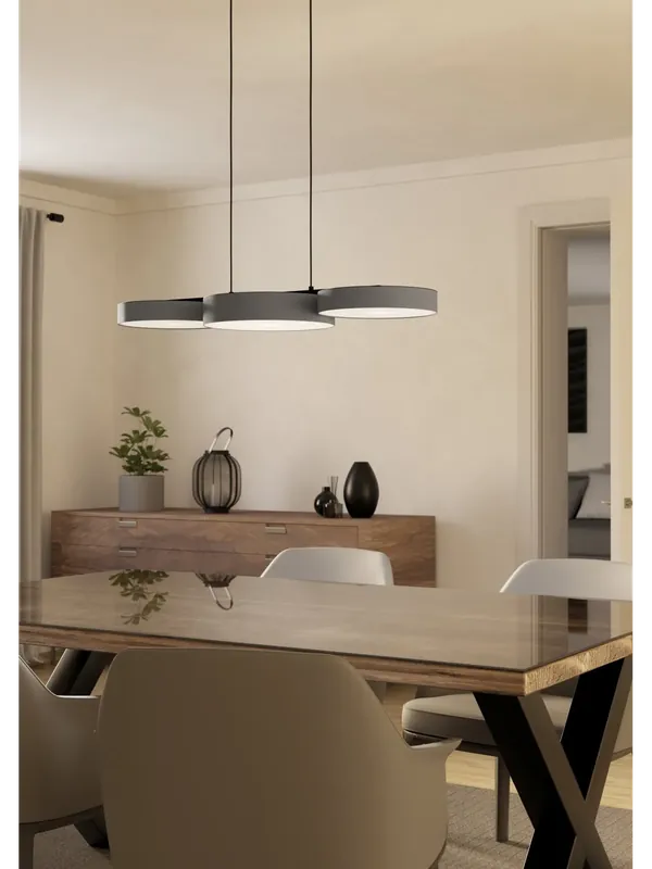 Lampadario moderno a led rgb design tessuto grigio GL1686 Prezzo Scontato