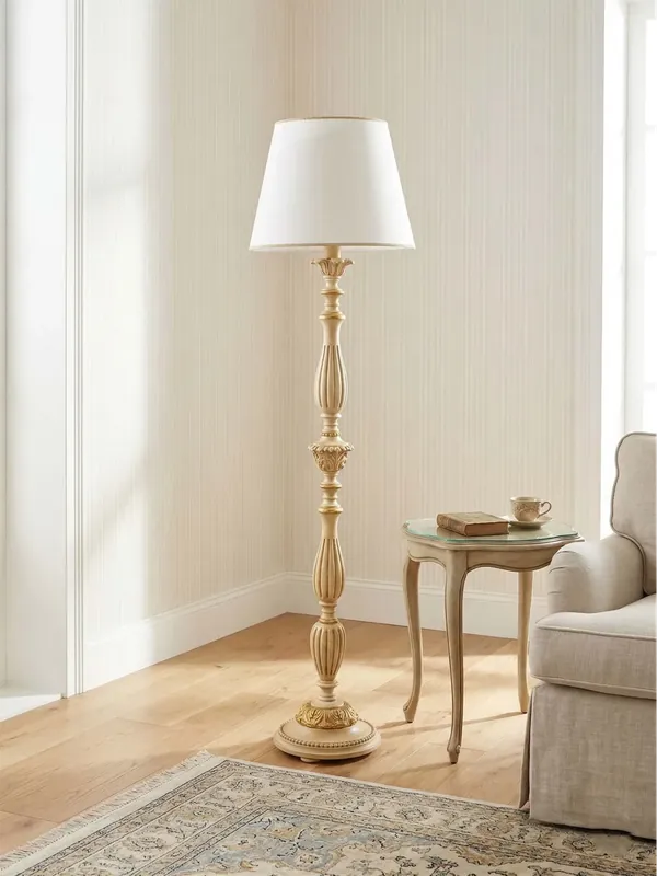 Offerta Speciale Piantana lampada da terra classica in legno decapè oro a 1 luce esse 711/t