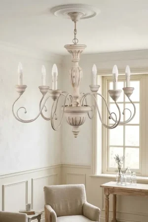 Economico Lampadario classico in legno avorio antico a 6 luci esse 765/6