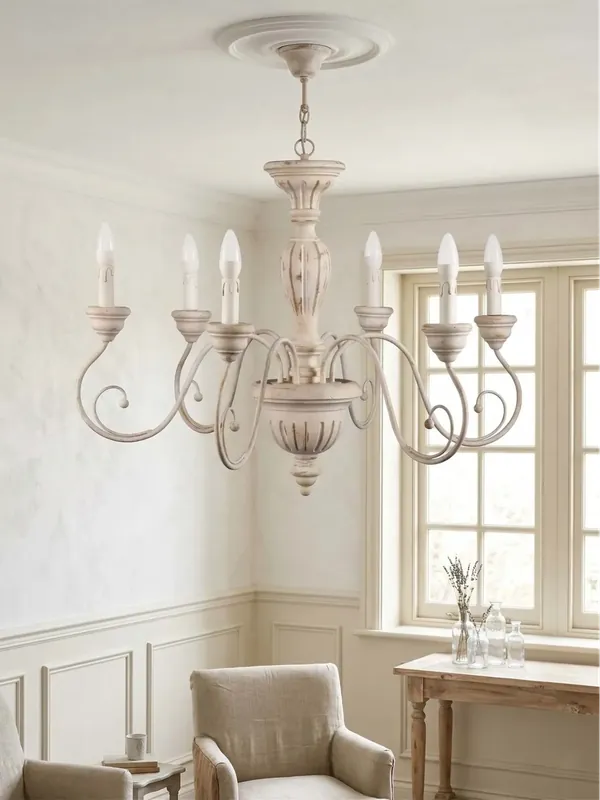 Economico Lampadario classico in legno avorio antico a 6 luci esse 765/6