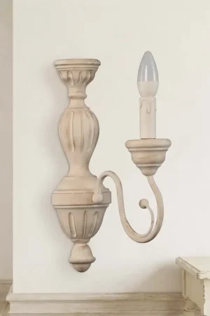 Applique da parete classico in legno avorio antico a 1 luce esse 765/a1 Prezzo Conveniente