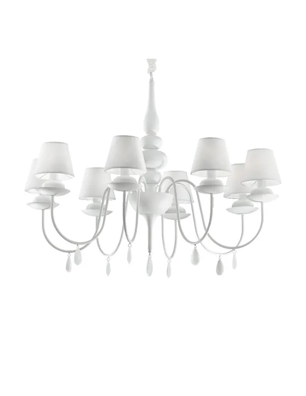 Ideal Lux Blanche SP8 lampadario classico moderno E14 40W Esclusivo