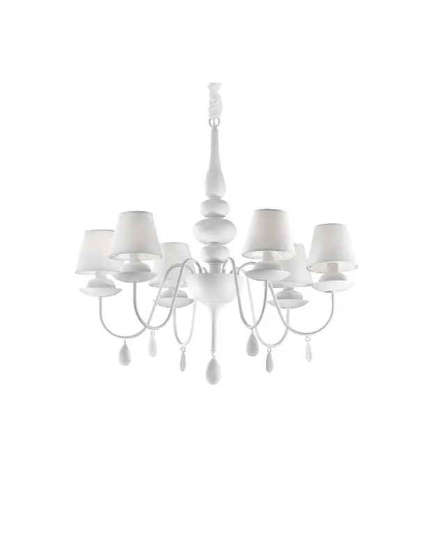 Miglior Prezzo Ideal Lux Blanche SP6 lampadario classico moderno a 6 luci E14 40W