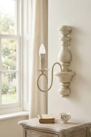 Applique classico in legno e ferro battuto avorio antico 1 luce esse 755/a1 Pagamento Sicuro