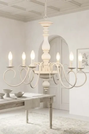Affare Lampadario classico in legno e ferro battuto avorio antico 6 luci esse 755/6