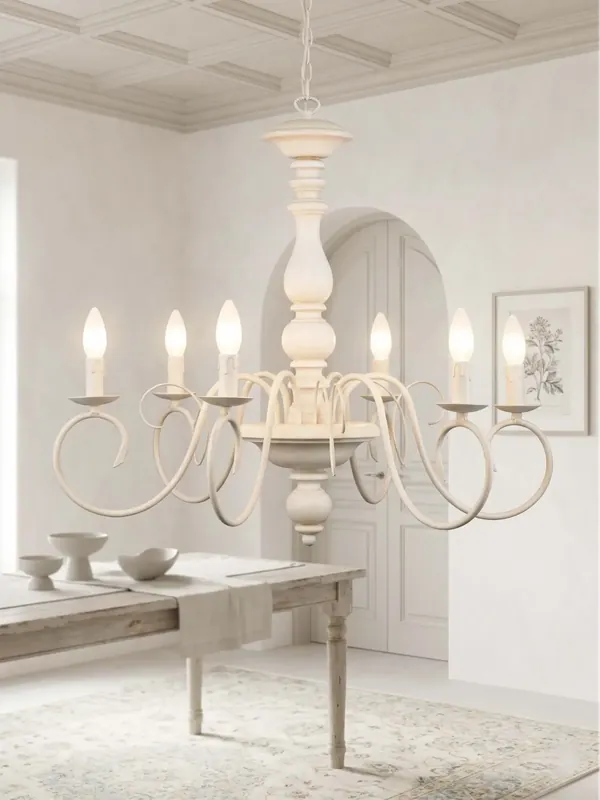 Affare Lampadario classico in legno e ferro battuto avorio antico 6 luci esse 755/6