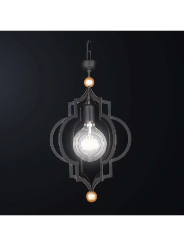 Lampadario a lanterna classico nero e oro ferro battuto a 1 luce BGA 3459-l Solo Oggi