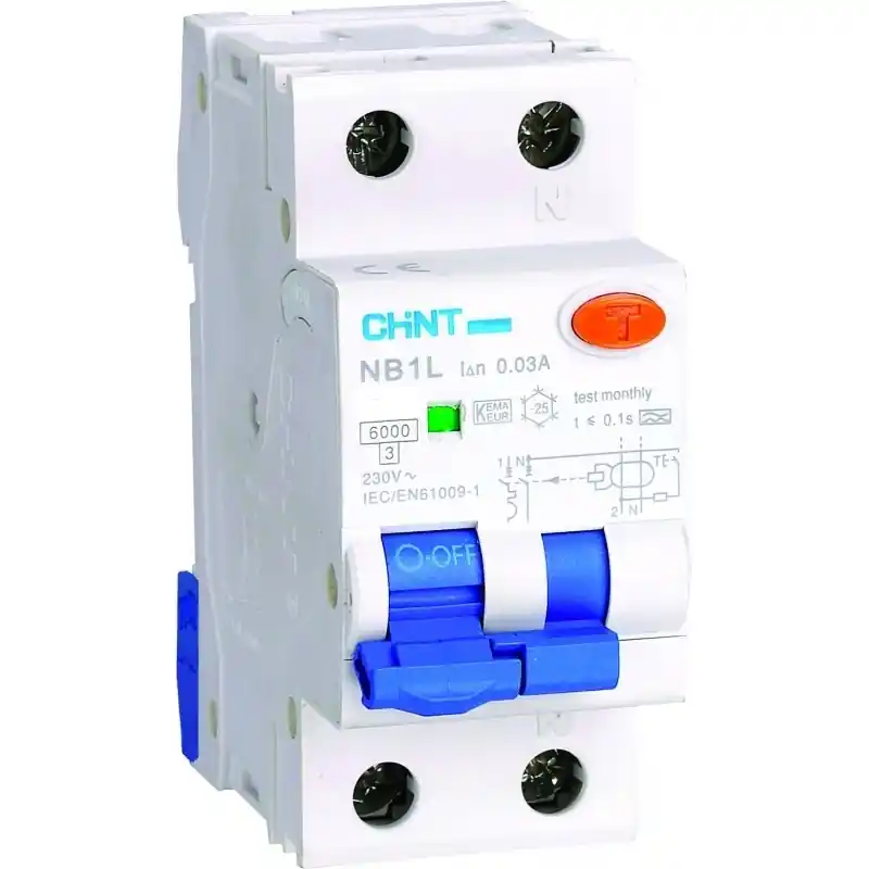 Popolare interruttore magnetotermico differenziale 1 p+n 10a 30ma 0,03 6ka 2moduli curva c tipo ac salvavita chint 51506 203293