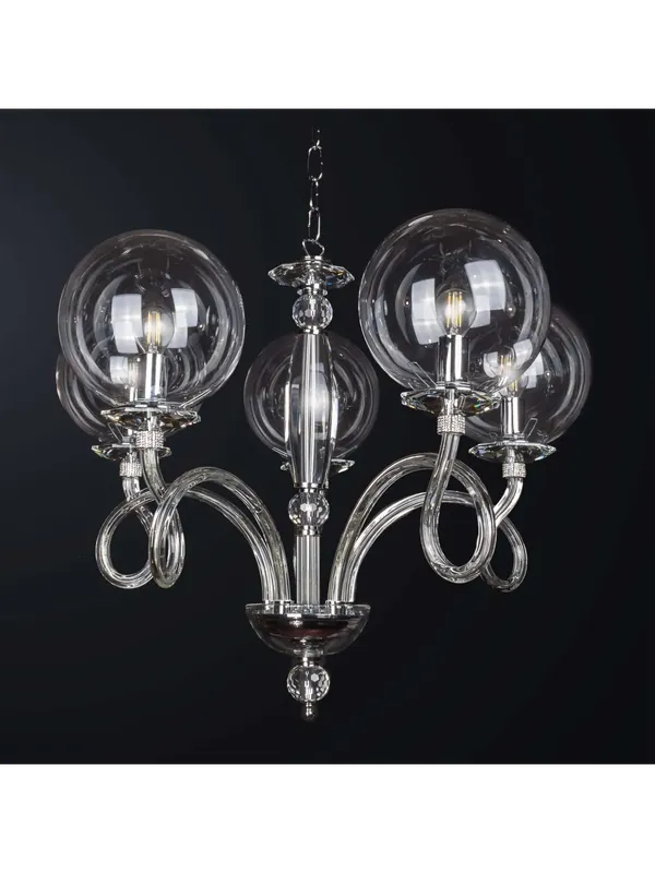 Lampadario in cristallo moderno a sfere 5 luci BGA 3442-5 design swarovsky Ordina Subito