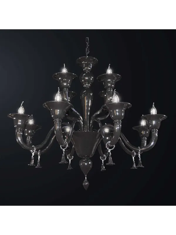 Lampadario classico murano nero a 12 luci due piani BGA 3440-12 Must-Have