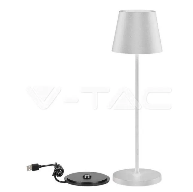 Lampada led da tavolo V-tac 2W 3000K IP54 ricaricabile-bianco VT-7522 -7651 Esclusivo