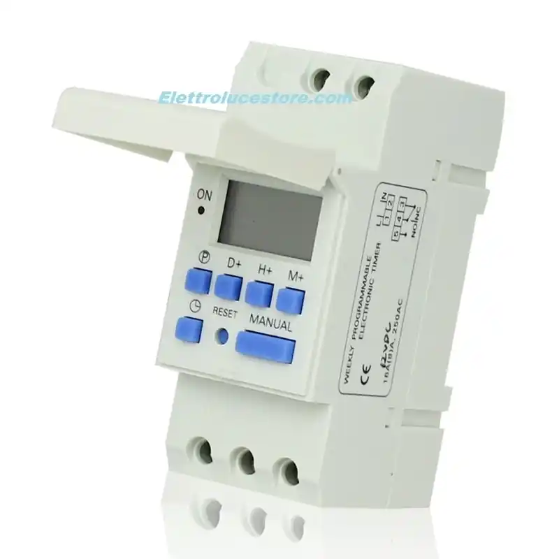 Vendita Finale orologio digitale programmabile da guida din quadro modulare 230vac 1no 16a 2moduli chint 81180