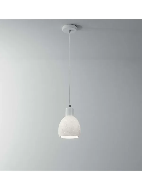 Affare Lampadario a sospensione in ceramica bianca moderna 1 luce per cucina FB-0173