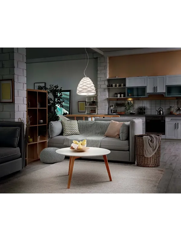 Lampadario moderno in ceramica bianco d.30cm 1 luce per cucina camera FB-0163 Nuova Collezione