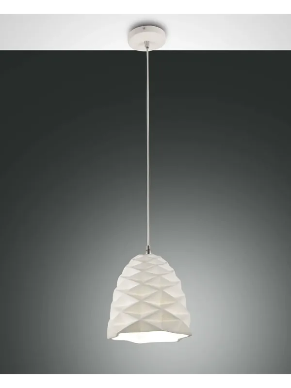 Lampadario moderno in ceramica bianco d.20cm 1 luce per cucina camera FB-0162 Popolare