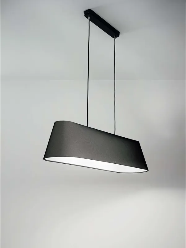Lampadario moderno in tessuto nero a 2 luci per soggiorno camera FB-0158 Offerta