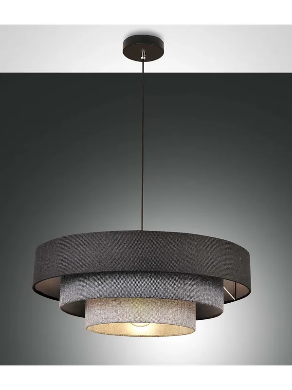 Prezzo Di Fabbrica Lampadario moderno in tessuto grigio 1 luce per soggiorno FB-0152