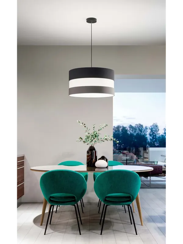 Lampadario moderno in tessuto tortora e grigio 3 luci per soggiorno FB-0150 Pagamento Sicuro