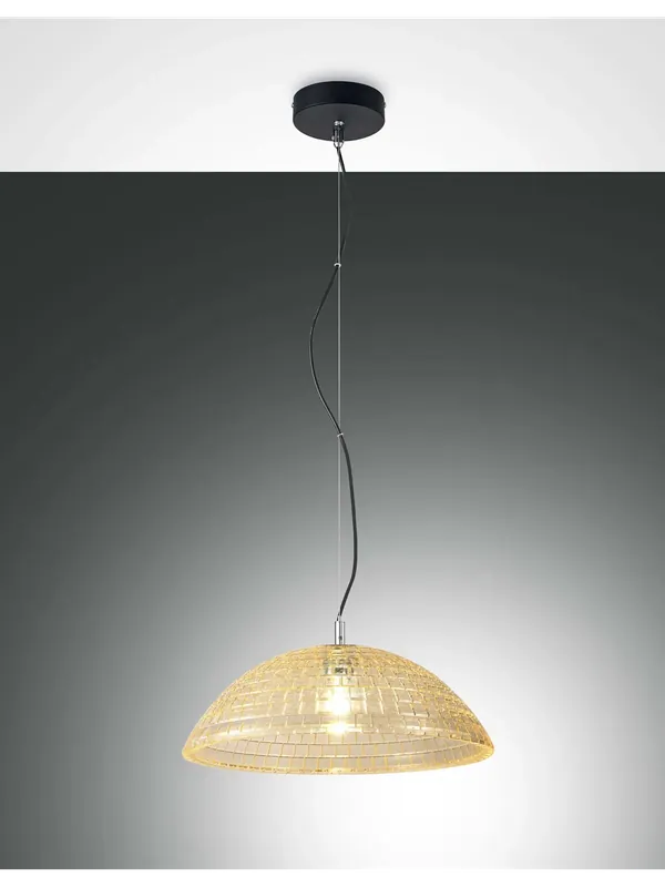 Consegna Rapida Lampadario a sospensione con vetro ambra a 1 luce per cucina FB-0145