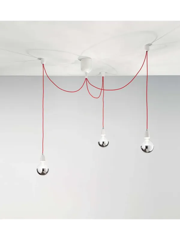 Must-Have Lampadario moderno bianco rosso cavo minimal a 3 luci per soggiorno FB-0133