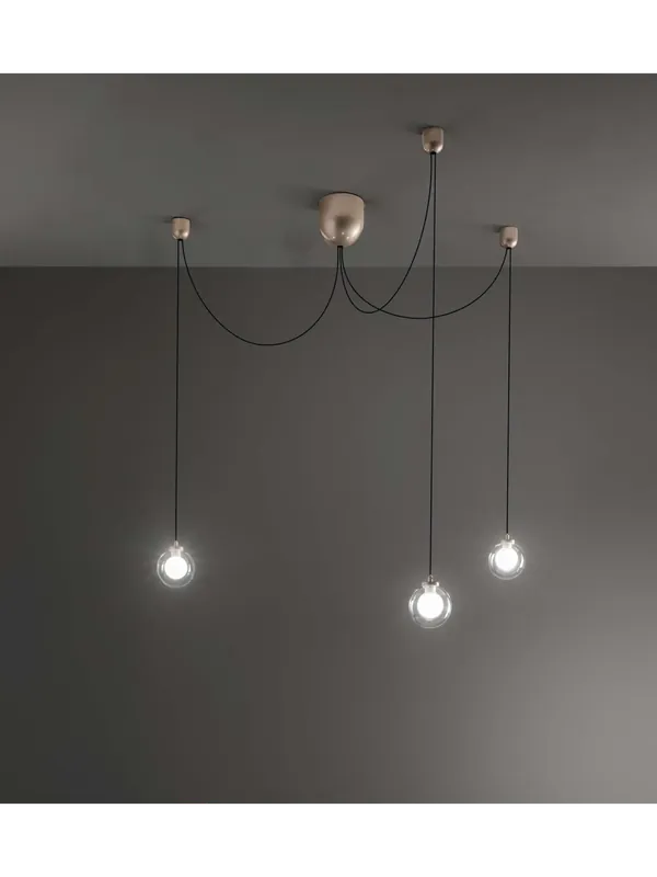 Lampadario moderno oro minimal a led con sfere 3 luci per soggiorno FB-0132 Consegna Rapida