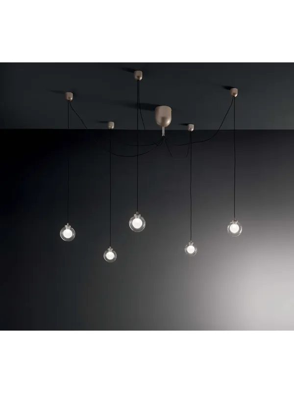 Lampadario moderno oro minimal a led con sfere 5 luci per soggiorno FB-0131 Professionale